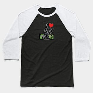 I love (heart) my dog - black labrador oil painting word art Baseball T-Shirt